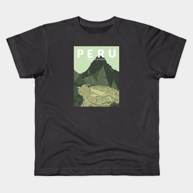 Machu Picchu, Peru Travel Poster Kids T-Shirt by lymancreativeco